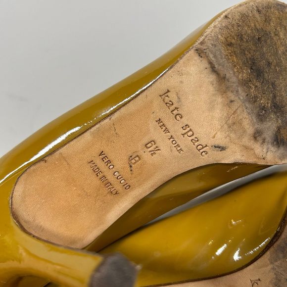 Kate Spade Patent Leather Round‎ Toe Pump Heels Womens 6.5 Tan - Picture 9 of 12